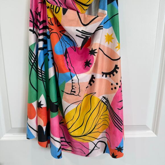 Agua Bendita x Revolve Amber Dress Puff Sleeve Cutout Mini Printed Size M NWT - Picture 3 of 7